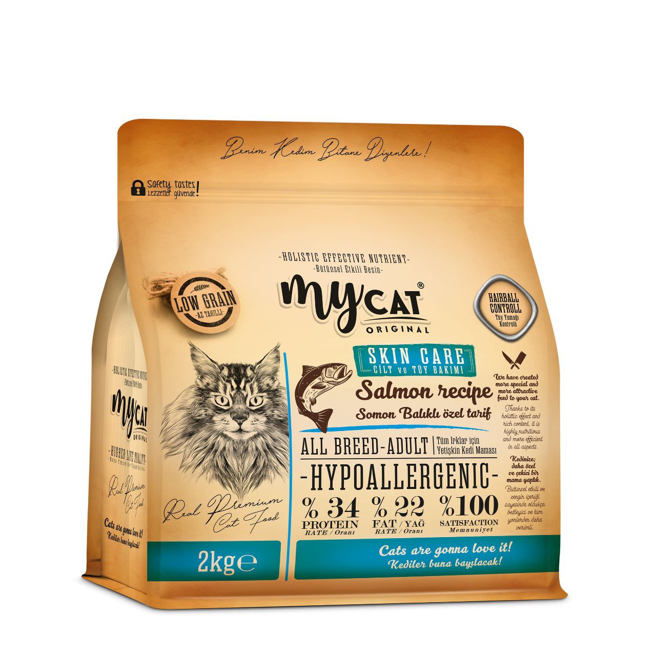 MyCat Original Mycat Az Tahıllı Skin Care Somon Balıklı Yetişkin Kedi Maması 2kg