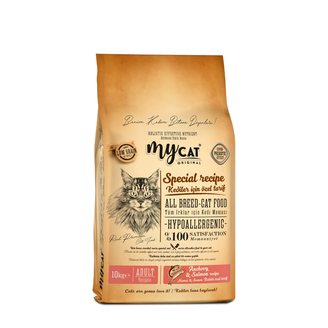 MyCat Original Mycat Az Tahıllı Hamsi & Somon Balıklı Skin Care Yetişkin Kedi Maması 10kg