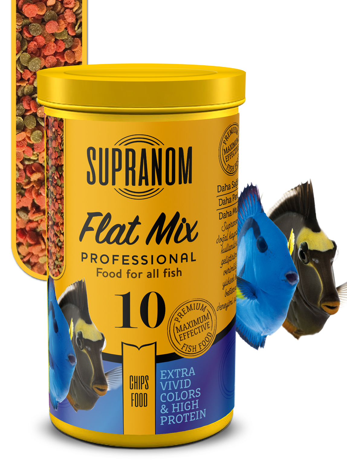 Supranom Supranom tatlı ve tuzlu su balık yemi flat mix chips food 250ml (10)
