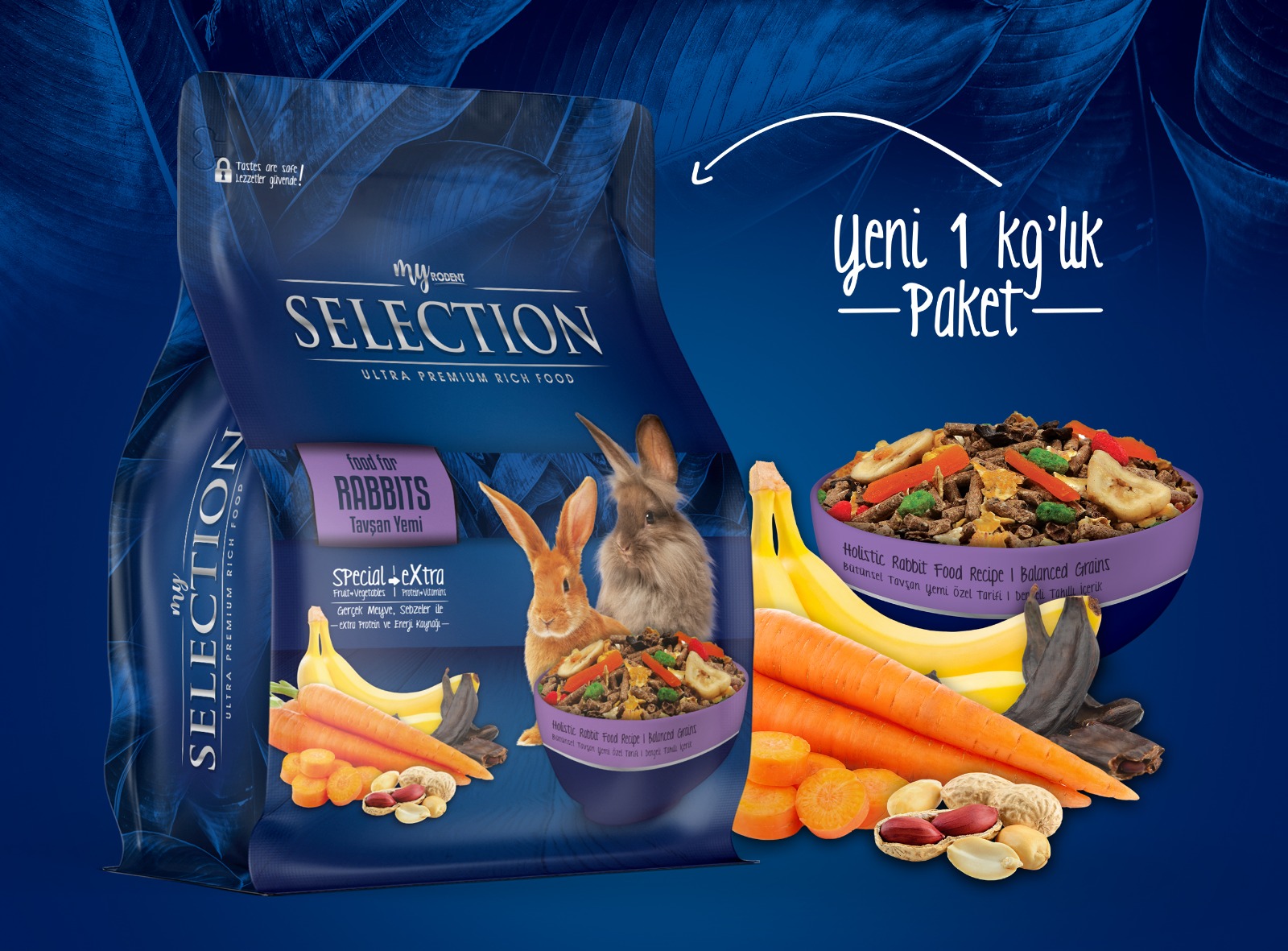 Myyem Selection myyem selection kuru sebze ve meyveli takviyeli tavşan rabbits yemi 1kg