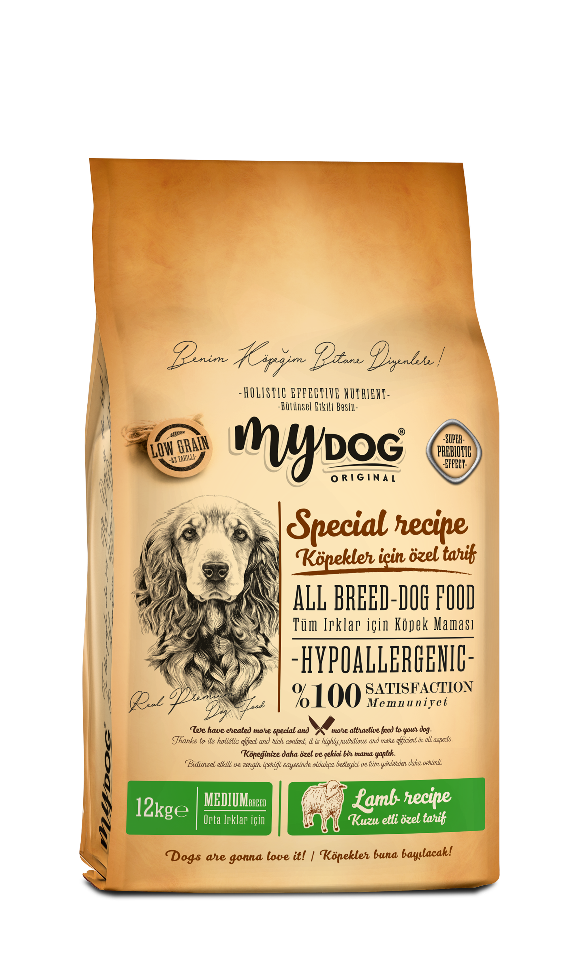 MyDog Original Mydog Az Tahıllı Kuzu Etli Küçük ve Orta Irklar İçin Köpek Maması 12kg