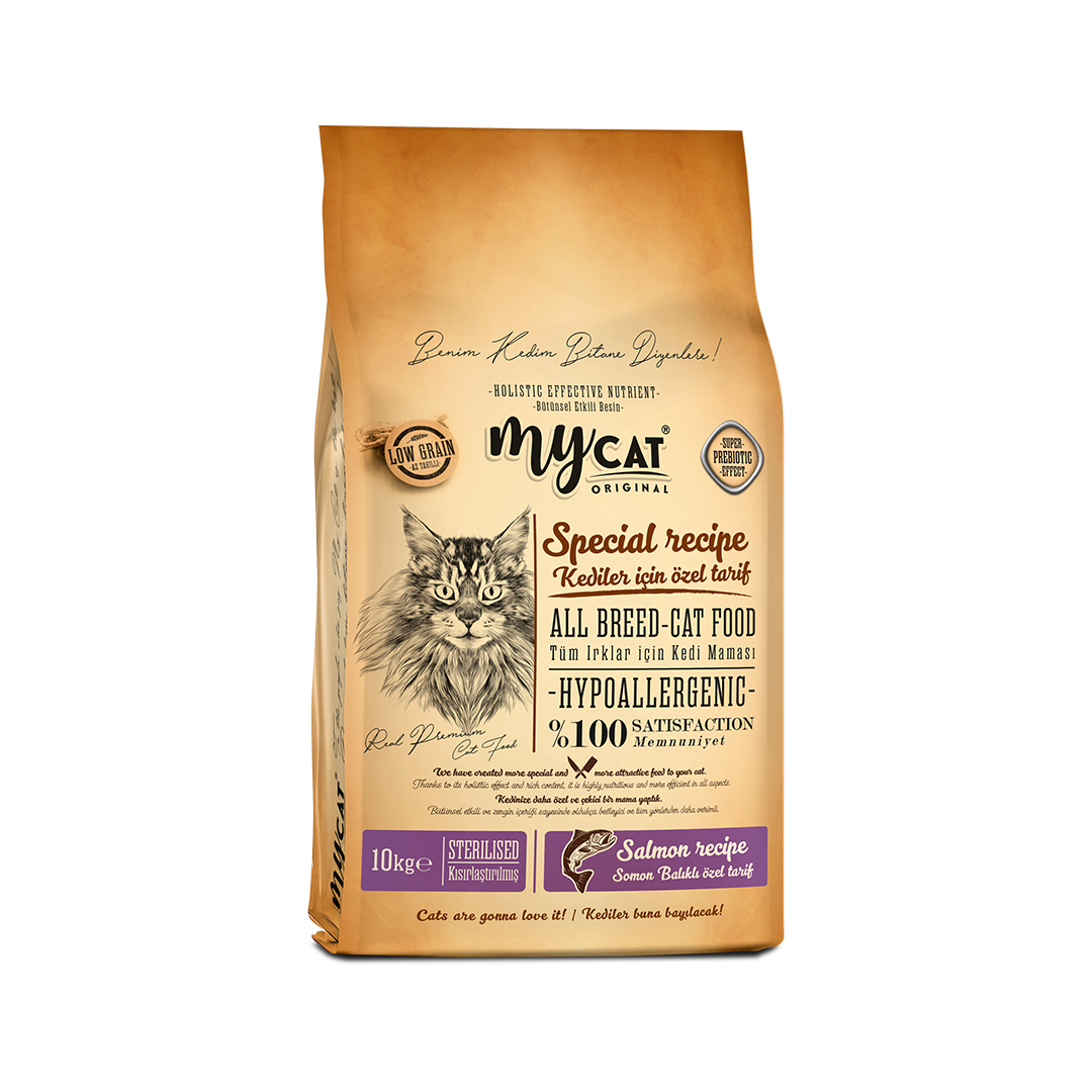 MyCat Original Mycat Az Tahıllı Somon Balıklı Diyet & Kısır Kedi Maması 10kg