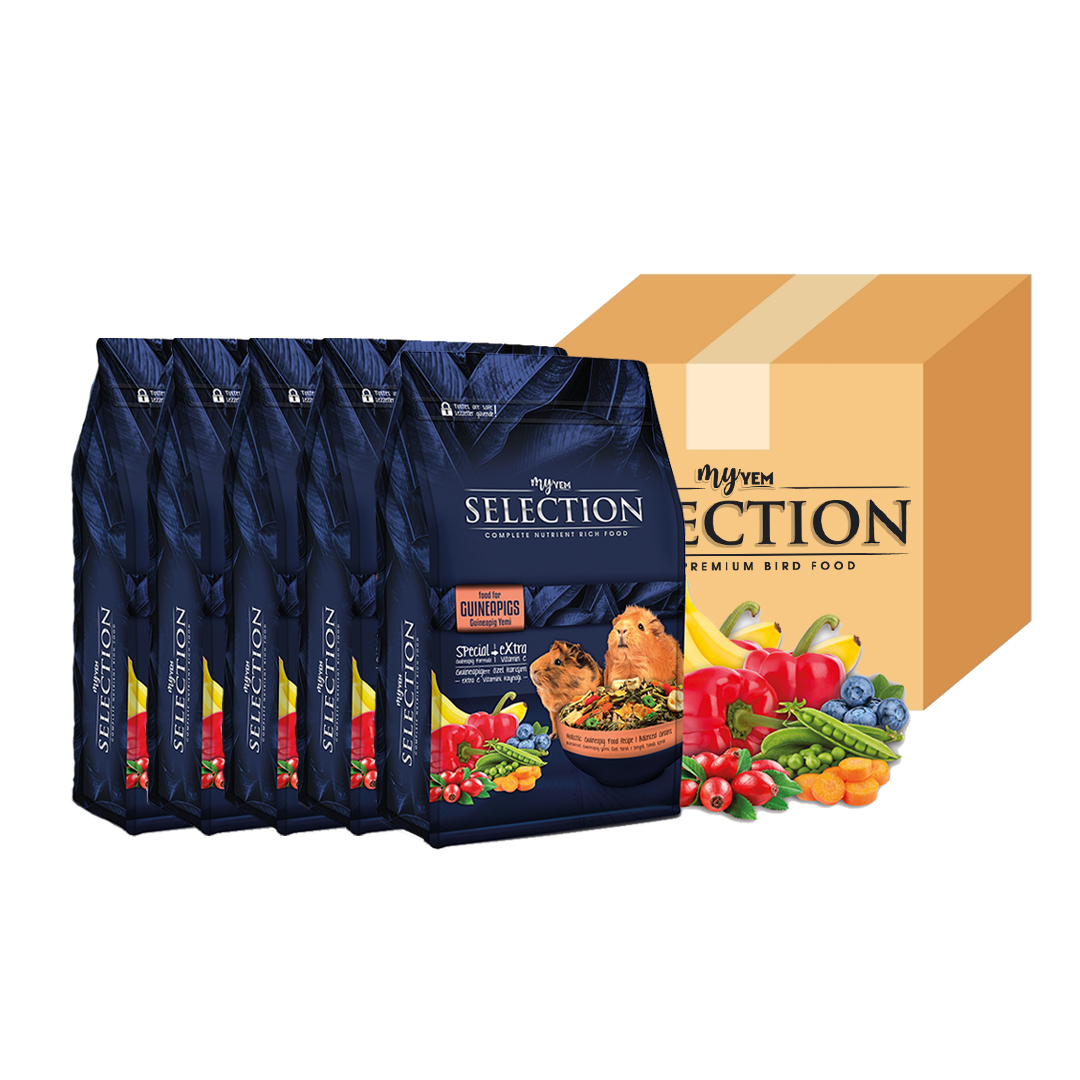 Myyem Selection Myyem Selection Kuru Sebze ve Meyve Takviyeli Guinepig Yemi 1 kg (5'Li Paket)