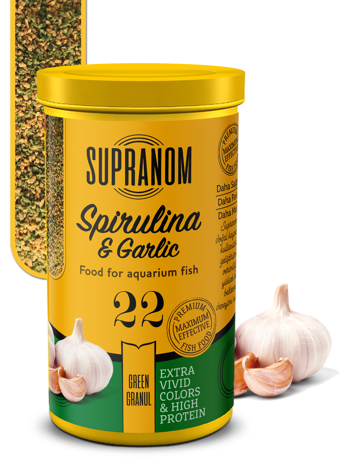 Supranom Supranom tüm balıklar için spirulina& garlic green granul 250ml (22)