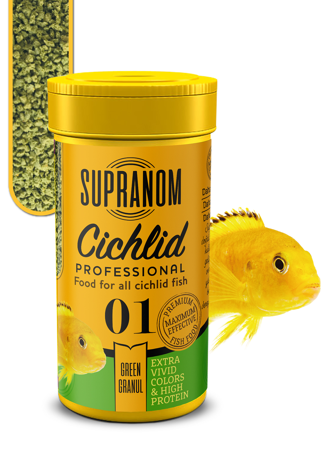 Supranom Supranom cichlid balık yemi green granul 100ml (01)