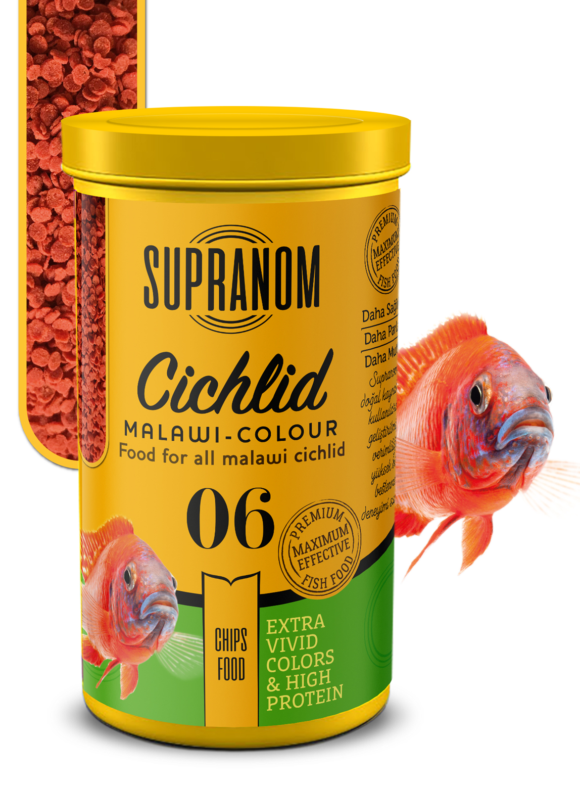 Supranom Supranom cichlid balık yemi malawi-colour chips food 250ml (06)