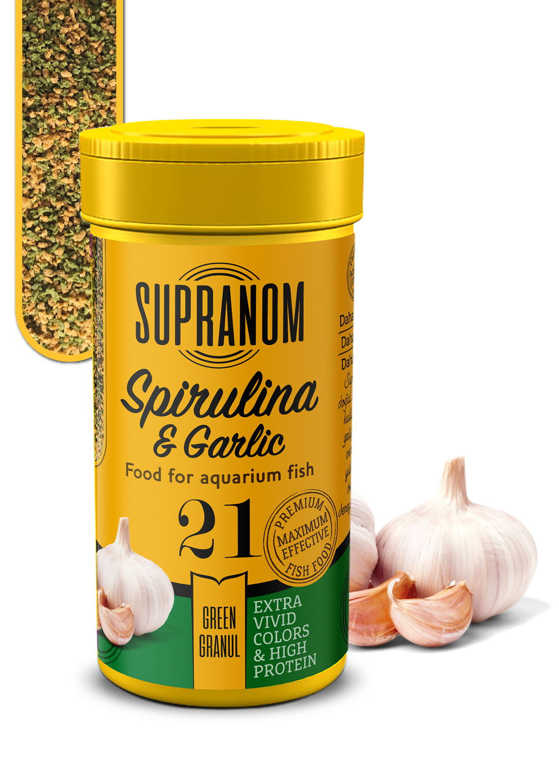 Supranom Supranom tüm balıklar için spirulina & garlic green granul 100ml (21)