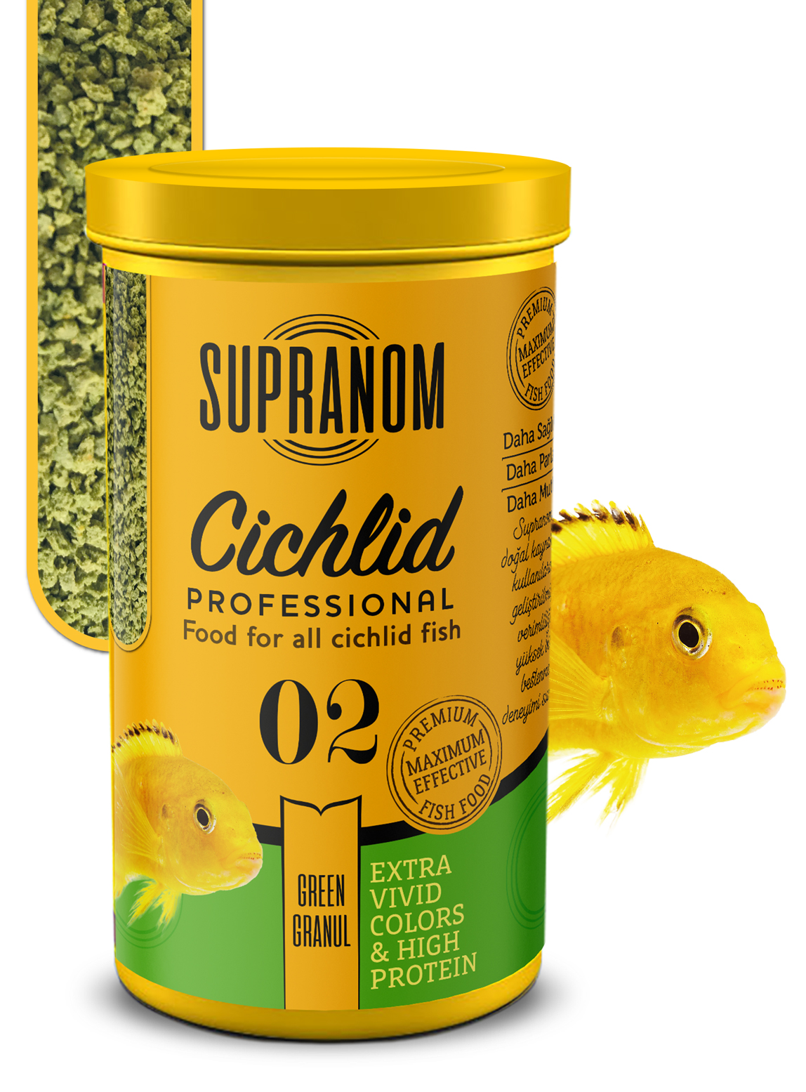 Supranom Supranom cichlid balık yemi green granul 250ml (02)
