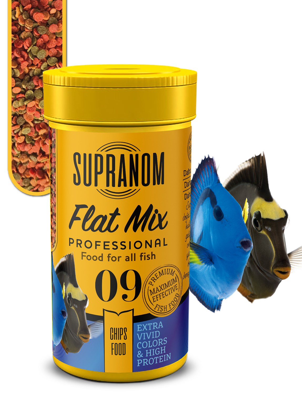 Supranom Supranom tatlı ve tuzlu su balık yemi flat mix chips food 100ml (09)