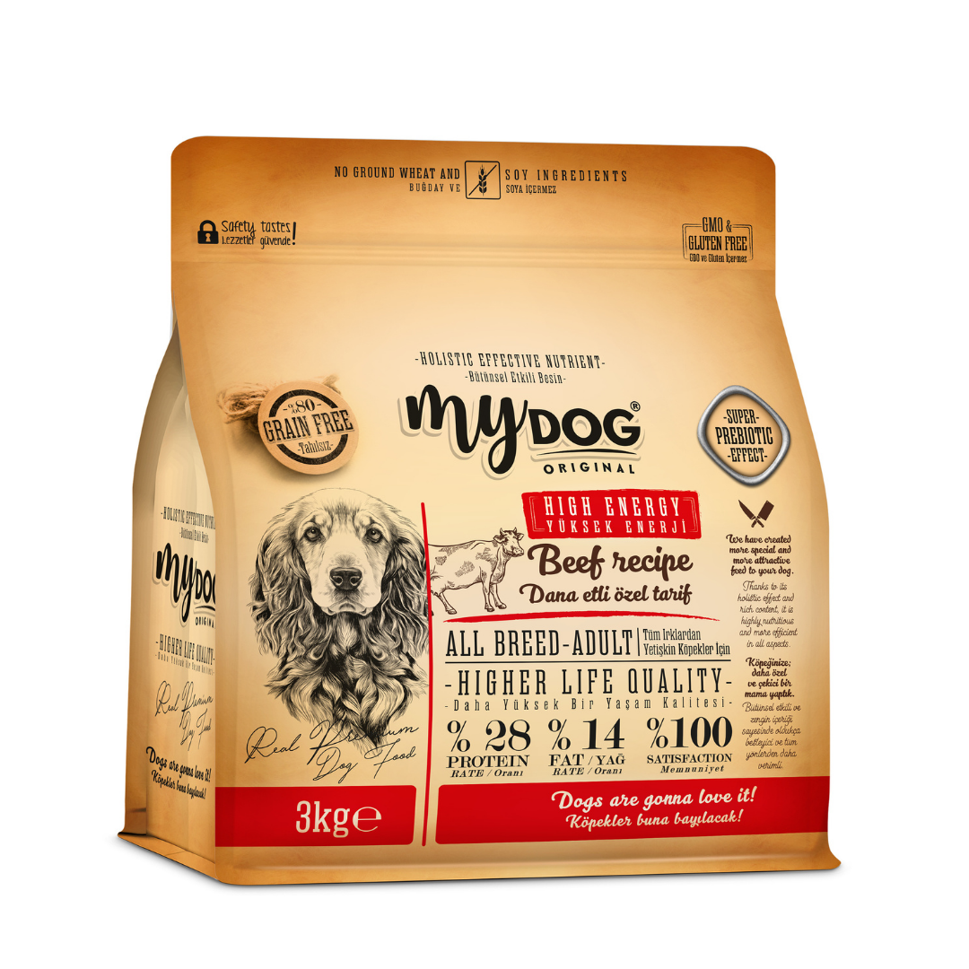 MyDog Original Mydog Az Tahıllı Dana Etli Yüksek Enerji Yetişkin Tüm Irk Köpek Maması 3kg