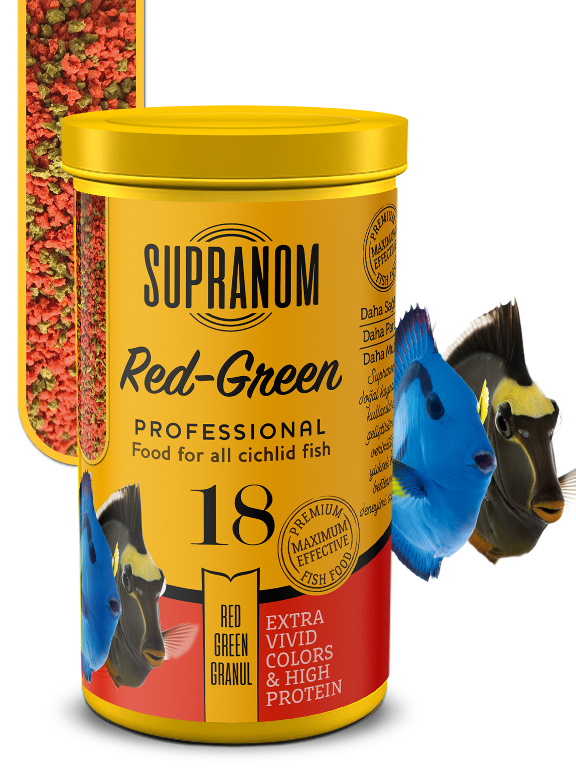 Supranom Supranom Cichlid balık yemi red-green granul 250ml (18)