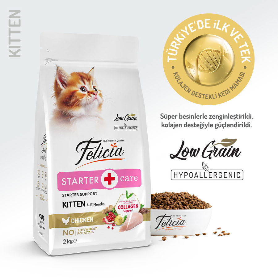 Felicia 2 Kg Yavru Tavuklu Az Tahıllı HypoAllergenic Kedi Maması