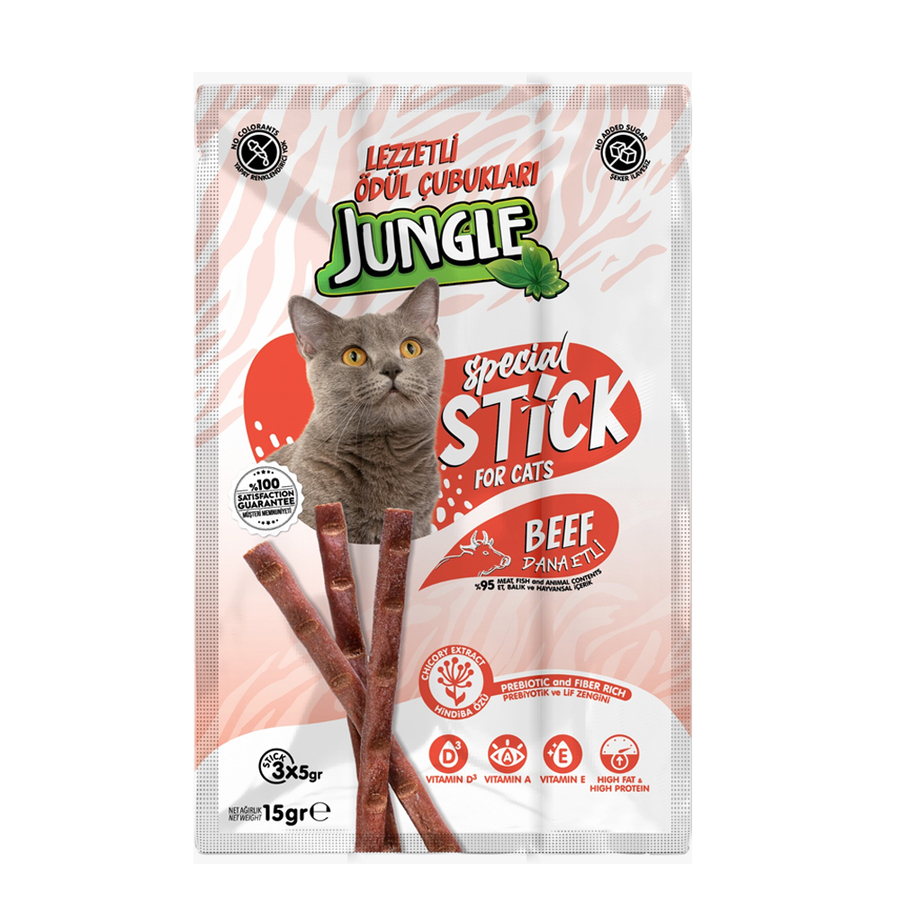 Jungle Sticks Dana Etli Kedi Ödül Çubuğu 5gr (3'lü)