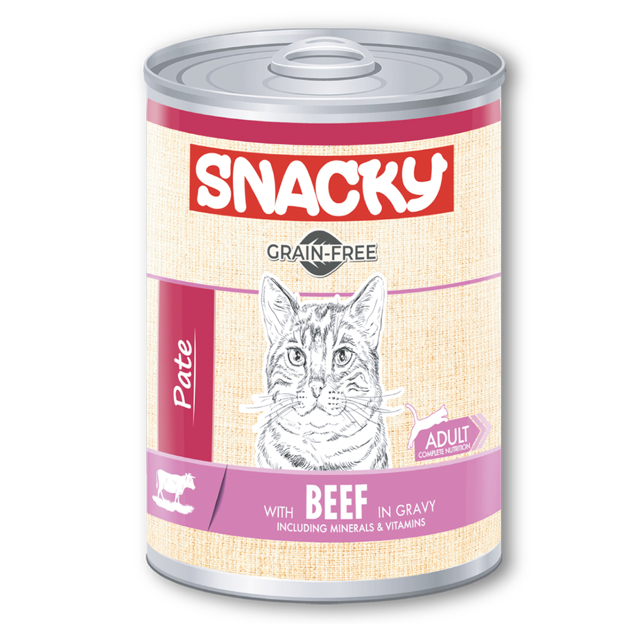 Snacky Tahılsız 400 gr PateKonserve SığırEtli Yetiş.Kedi 12'li
