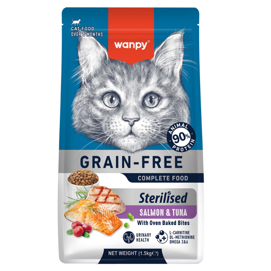 Wanpy Tahılsız Somon&Tuna Kısırlaştırılmış Kedi Maması 1,5 kg