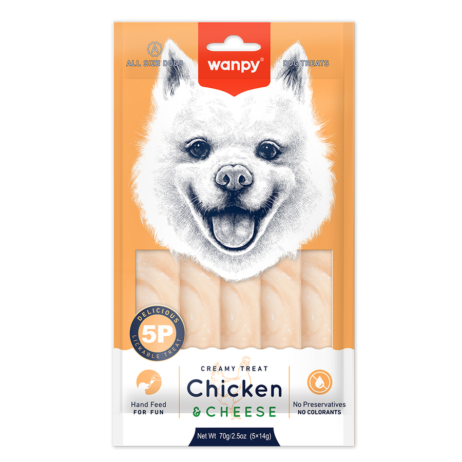 Wanpy Tavuklu&Peynirli 12'li Krema Köpek Ödülü 5x14gr